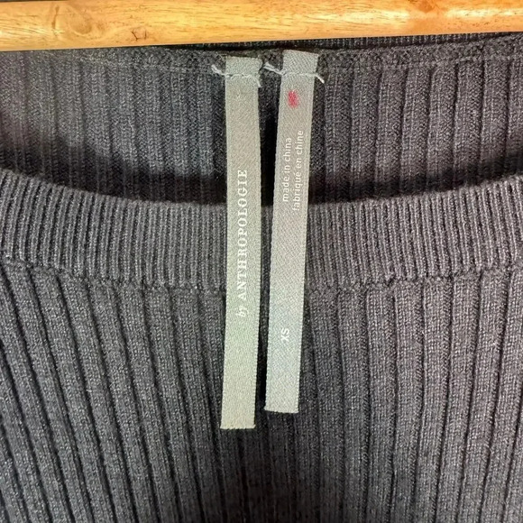 ANTHROPOLOGIE Minimalist Shea Knit Sweater Midi Black Viscose Dress Size XS - Picture 5 of 8